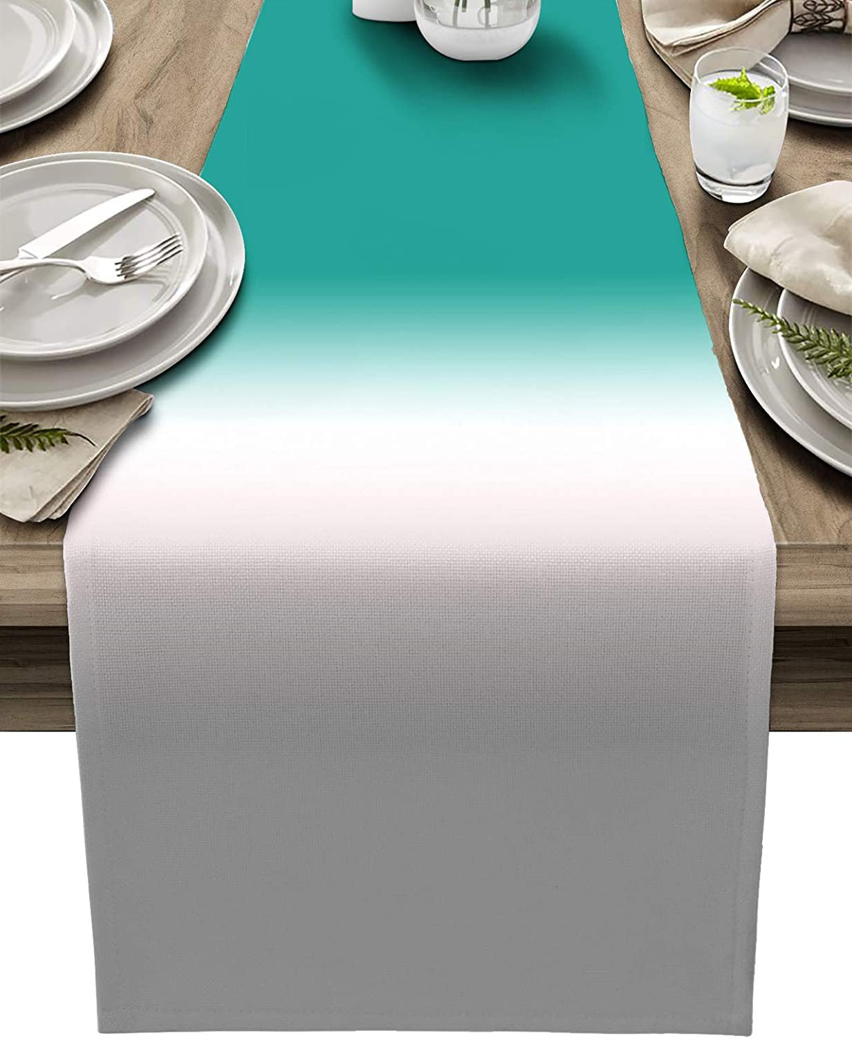 Bulk 2 Pcs Ombre Cotton Linen Table Runners for Weddings Parties Restaurants Holiday Table Decorations Wholesale