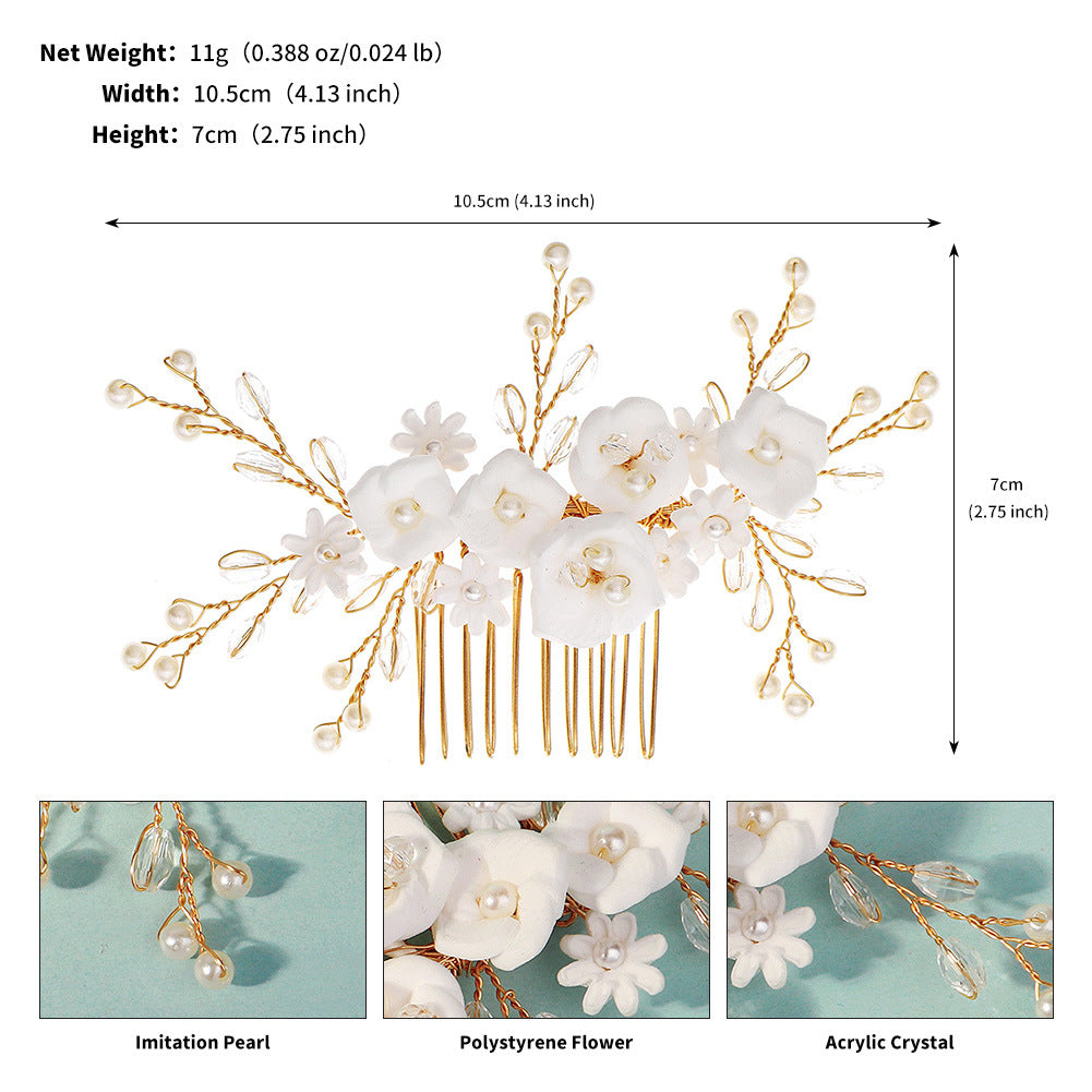 Bulk Bridal Floral Hair Comb 2025 Handmade Crystal Pearl Wedding Accessories Adjustable Comb for Outdoor Brides Bridesmaids Wholesale