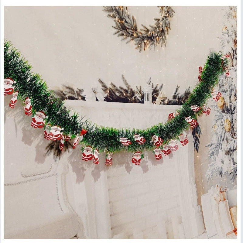 10-Pack 6.6ft Christmas Tinsel Garland - Santa & Snowman Holiday Party Decor