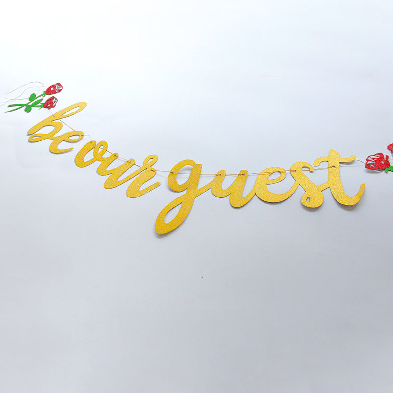 Bachelorette/Bachelor Party Decorations - 10PCS Rose Gold Glitter "Be Our Guest" Banner Single Party & Birthday Flags for Him/Her