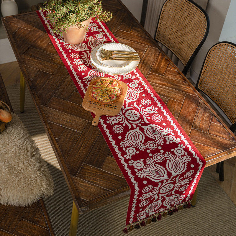 Bulk Irregular Pattern Table Runners with Tassel Holiday Party Restaurant Wedding Party Family Coffee Table Decor Wholesale