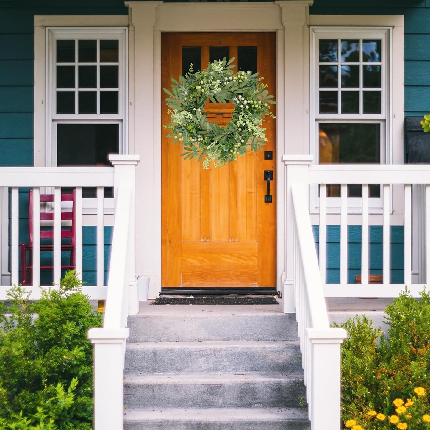 13-Inch Eucalyptus Leaf & Berry Wreath - All-Season Door & Wall Decor