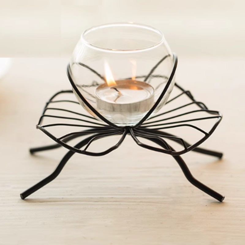 Bulk Romantic Iron Lotus Candle Holder Perfect for Valentine's Day Weddings Candlelight Dinners and Banquet Decorations Wholesale