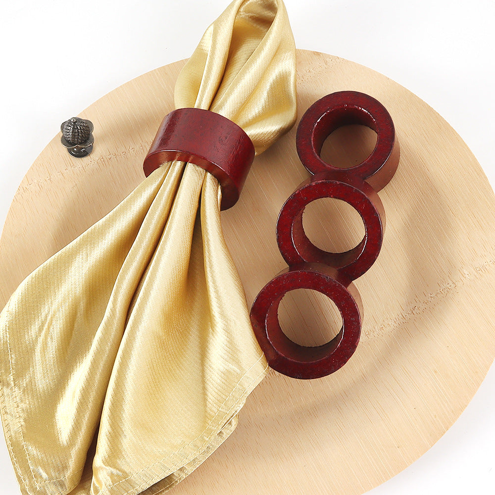 Bulk 12 Pcs Brown Wooden Napkin Rings for Farmhouse Wedding Birthday Restaurant Hotel Valentine's Day Banquet Buffet Table Decor Wholesale