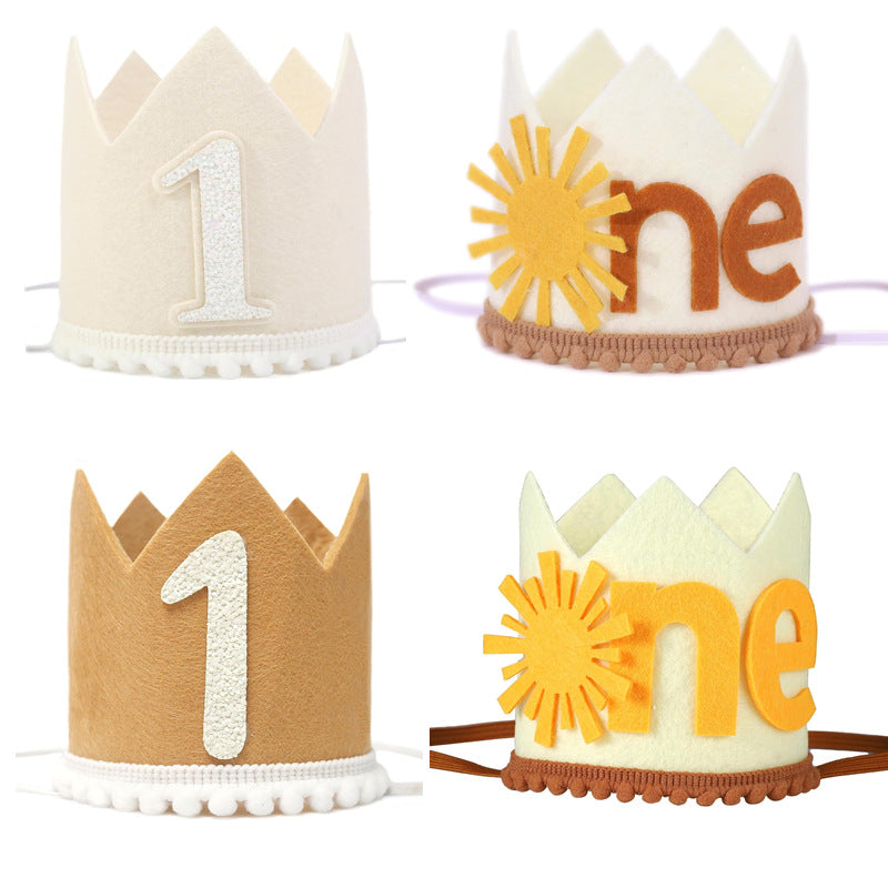 1st Birthday Sun Crown for Kids - Party Decoration Hat for First Birthday Celebrations