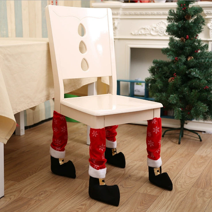 2 - Pack Christmas Table & Chair Leg Covers - Santa Boot Decor