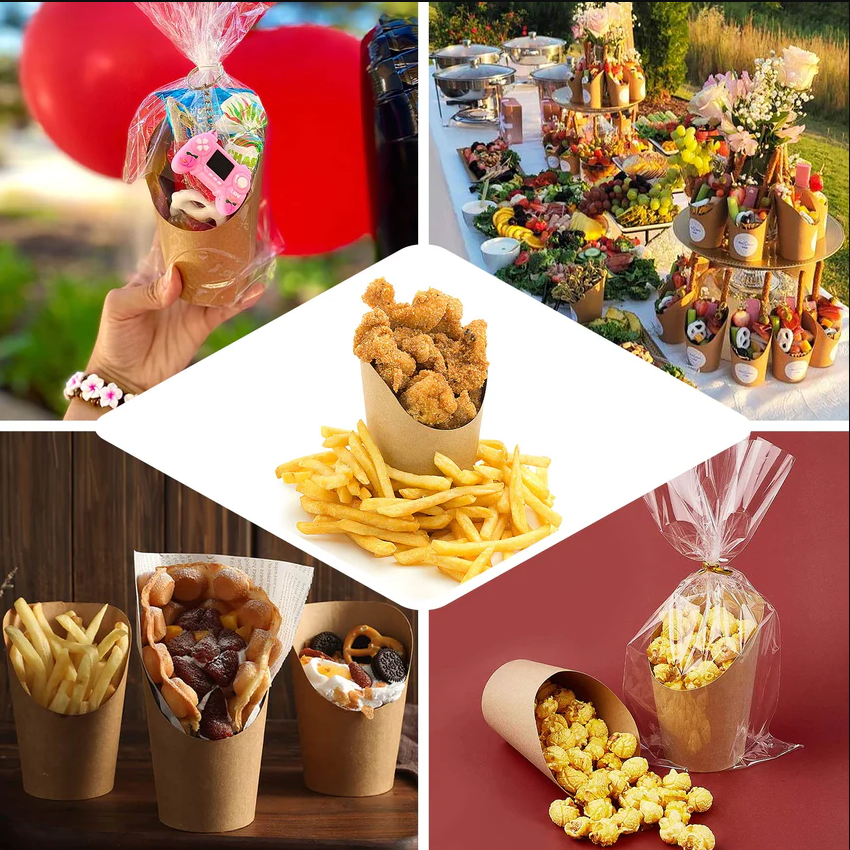 Bulk 200 Pack Disposable Snack Cups for French Fry Cone Sweets for Party Events Weddings Wholesale