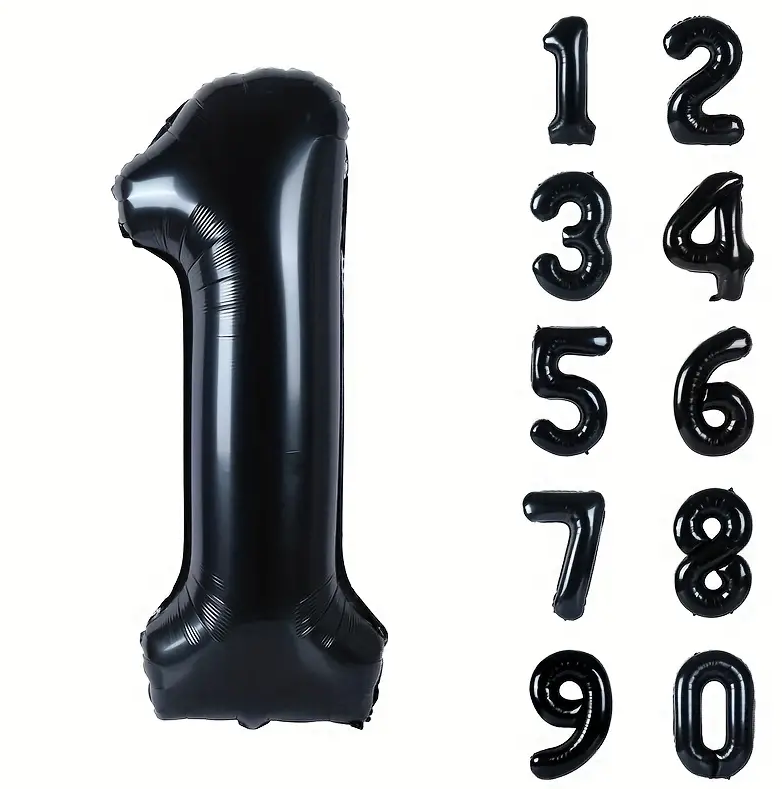 Bulk Black 40 Inch Digital Balloons for Birthday Party Anniversary Valentine's Day Wedding Supplies Scene Decor Arrangement Wholesale