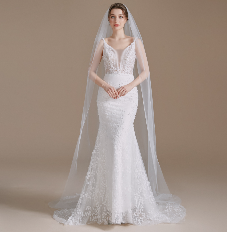 Bulk Long Bridal Veil 2025 New Pearl Embellished Cathedral Veil with Adjustable Comb for Outdoor Wedding & Bridal Shower Decor Wholesale