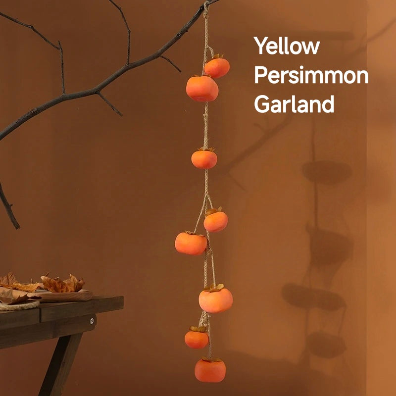 Bulk 2 Pcs Persimmon Garlands Real Touch Fade Resistance for Indoor Outdoor Home Decor Thanksgiving Photo Studio Backdrops Wholesale