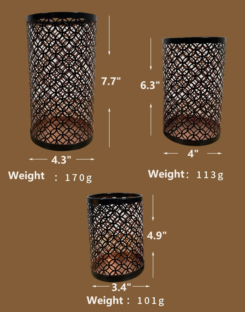 Bulk Set of 3 Metal Candle Holders Retro Votive Tealights Candlestick for Home Wedding Party Garden Indoor Balcony Living Room Dining Table Wholesale