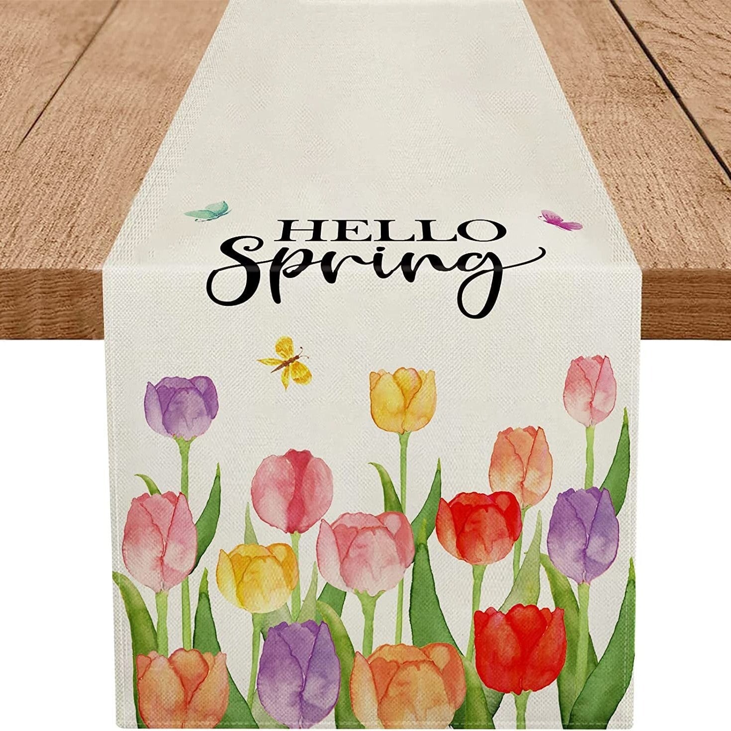 Bulk 2Pcs Linen Floral Table Runner Thanksgiving Kitchen Table Decoration for Indoor Outdoor Wholesale