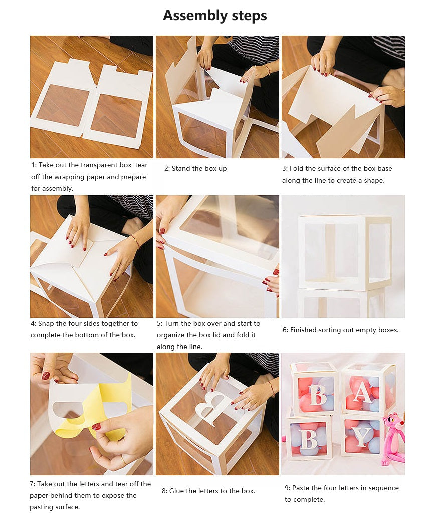 Bulk 4 Pcs Clear Balloon Boxes with Letters for Baby Shower Birthday Party Backdrop Decor Wholesale