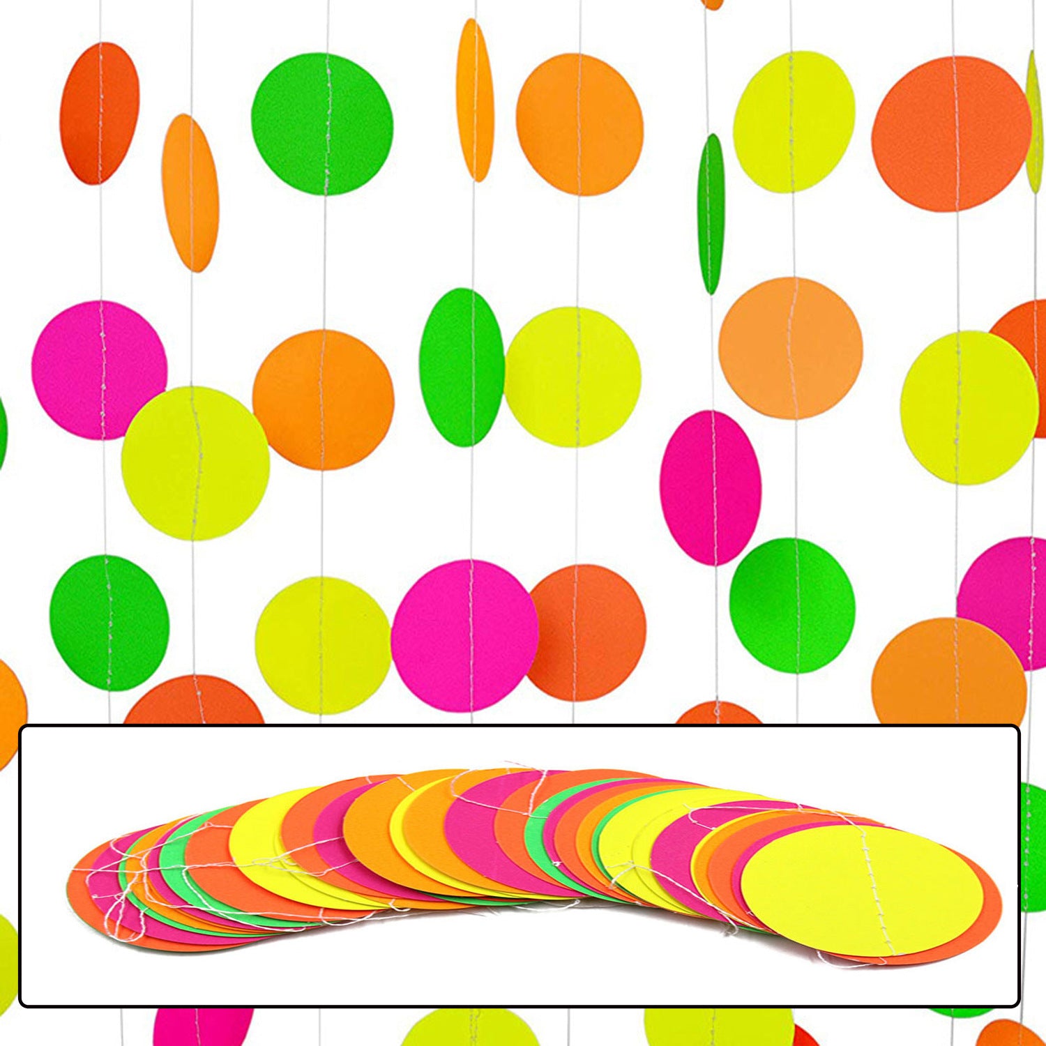 Bulk 10 pcs Glow in the Dark Paper Garland for Party and Birthday Decorations Hanging Backdrop Decor Wholesale