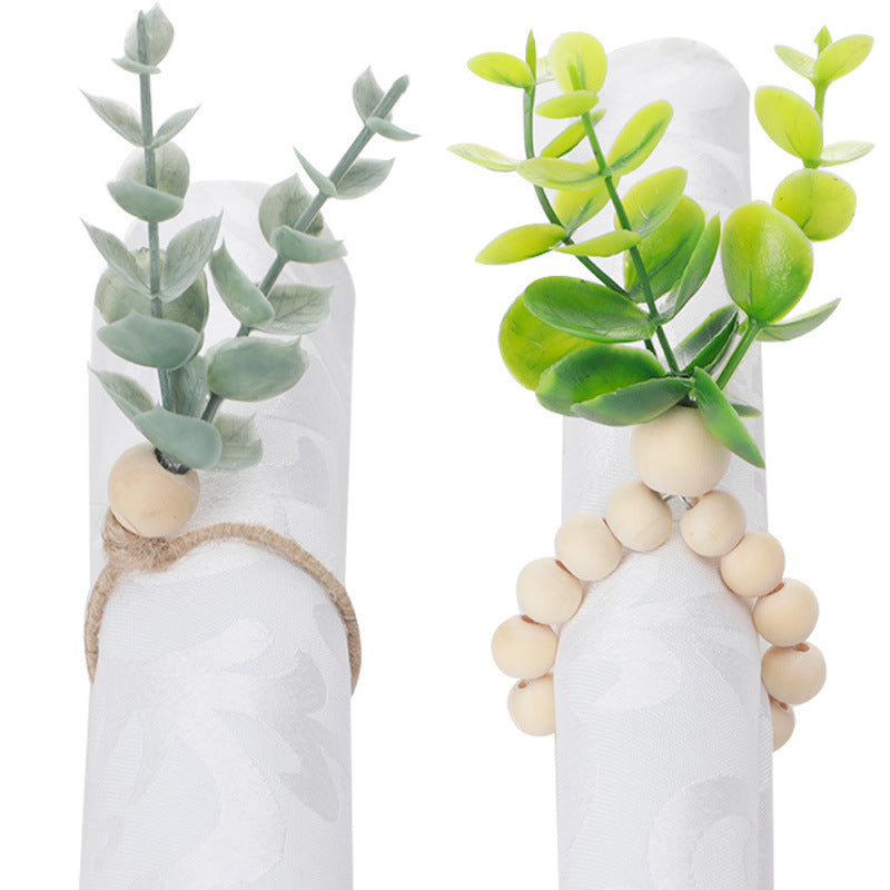 Bulk 2 Pcs Rustic Eucalyptus Napkin Rings Spring Summer Family Dinner Wedding Party Table Decoration Wholesale