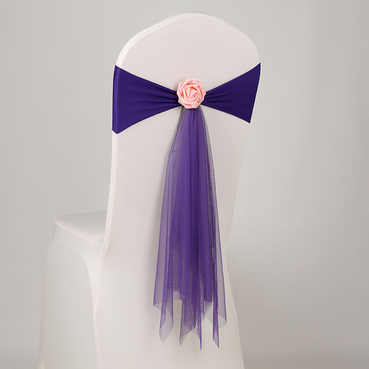 Bulk Spandex Elastic Chair Sashes with Removable Artificial Rose Suitable for Wedding Party Decoration Wholesale