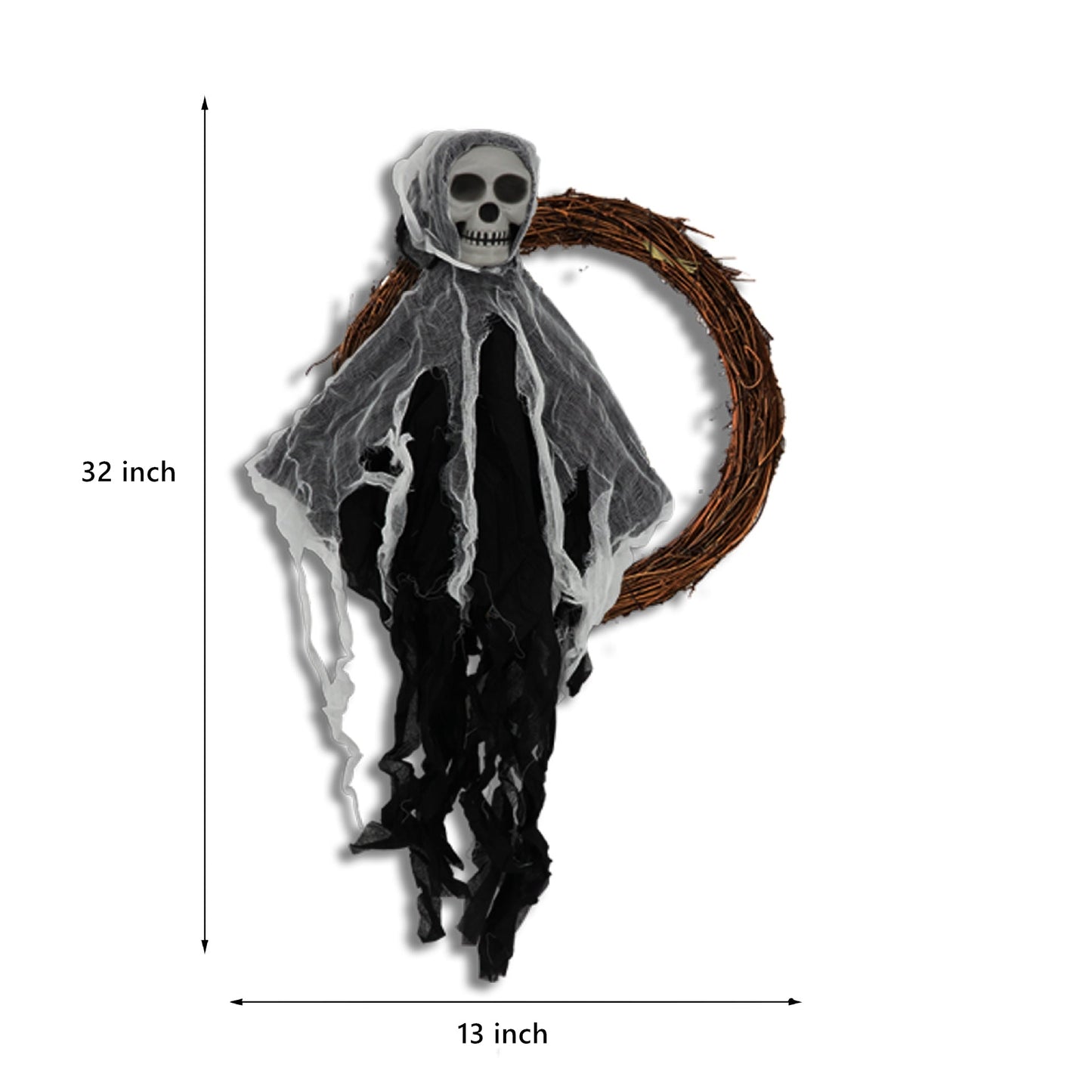 Halloween Skull Ghost Wreath 14 Inch Artificial Halloween Decoration