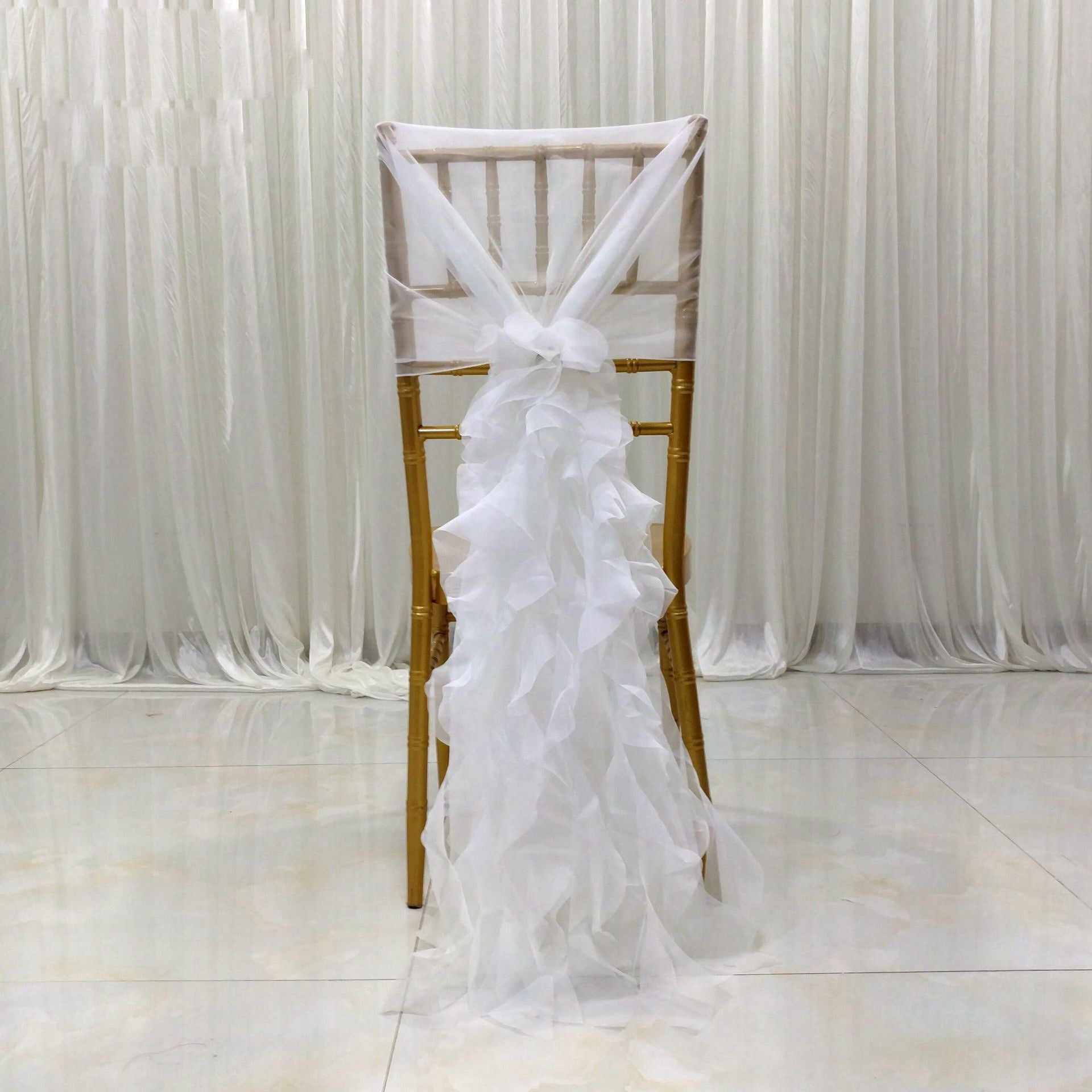 Bulk 2 Pcs Milk Yarn Chair Sashes Wedding Banquet Theme Decoration Wholesale