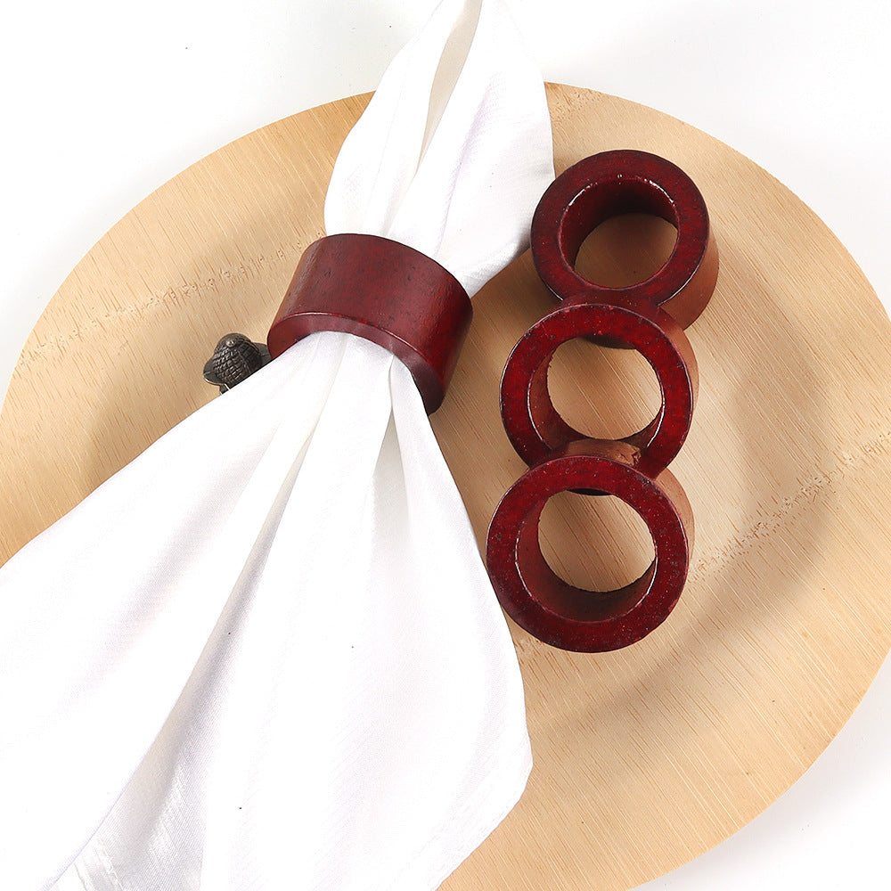 Bulk 12 Pcs Brown Wooden Napkin Rings for Farmhouse Wedding Birthday Restaurant Hotel Valentine's Day Banquet Buffet Table Decor Wholesale
