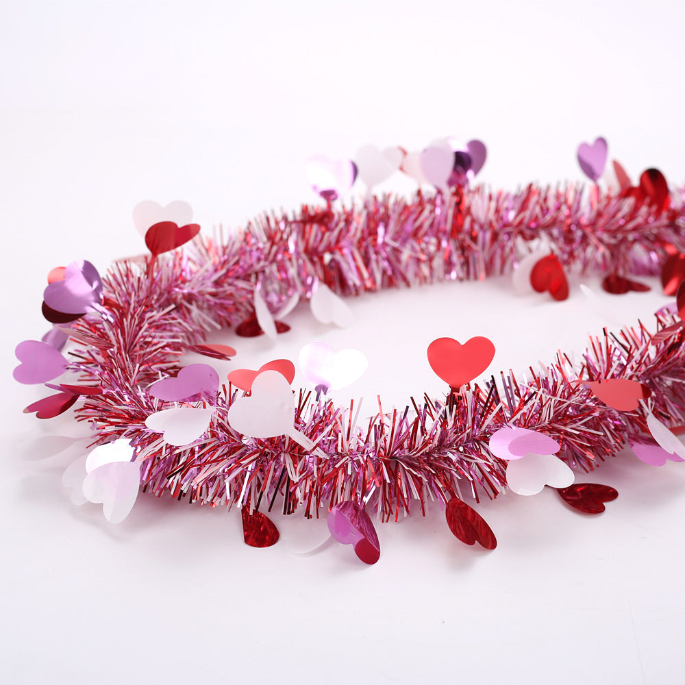 Bulk 6.56Ft Valentine's Day Heart Tinsel Garland in Red Pink White for Home Wedding Valentines Day Party Decor Wholesale