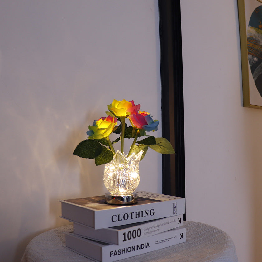 Bulk Flower Lamp Rechargeable Cordless Touch Lamp Flower Decor Table Lamp for Bedroom and Birthday Valentine's Day Gift Wholesale