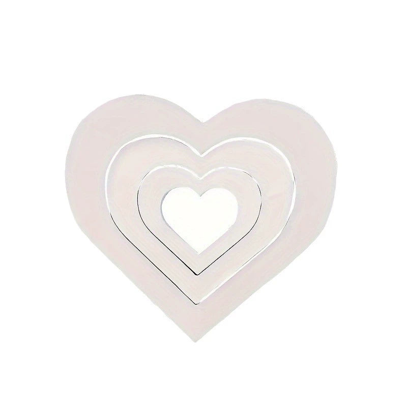 3-Piece White Chevron Heart Decor - Wedding & Valentine's Day Accents