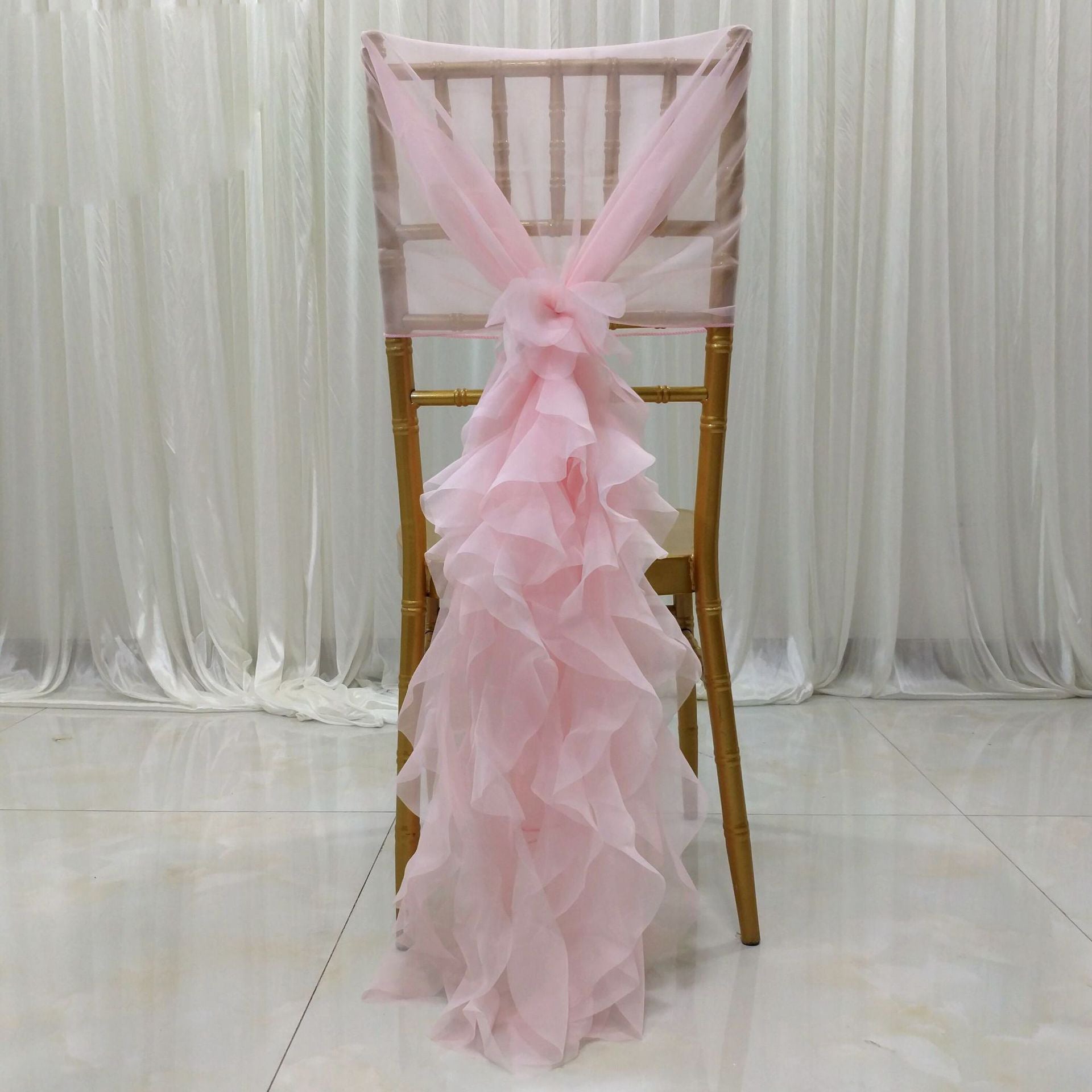 Bulk 2 Pcs Milk Yarn Chair Sashes Wedding Banquet Theme Decoration Wholesale