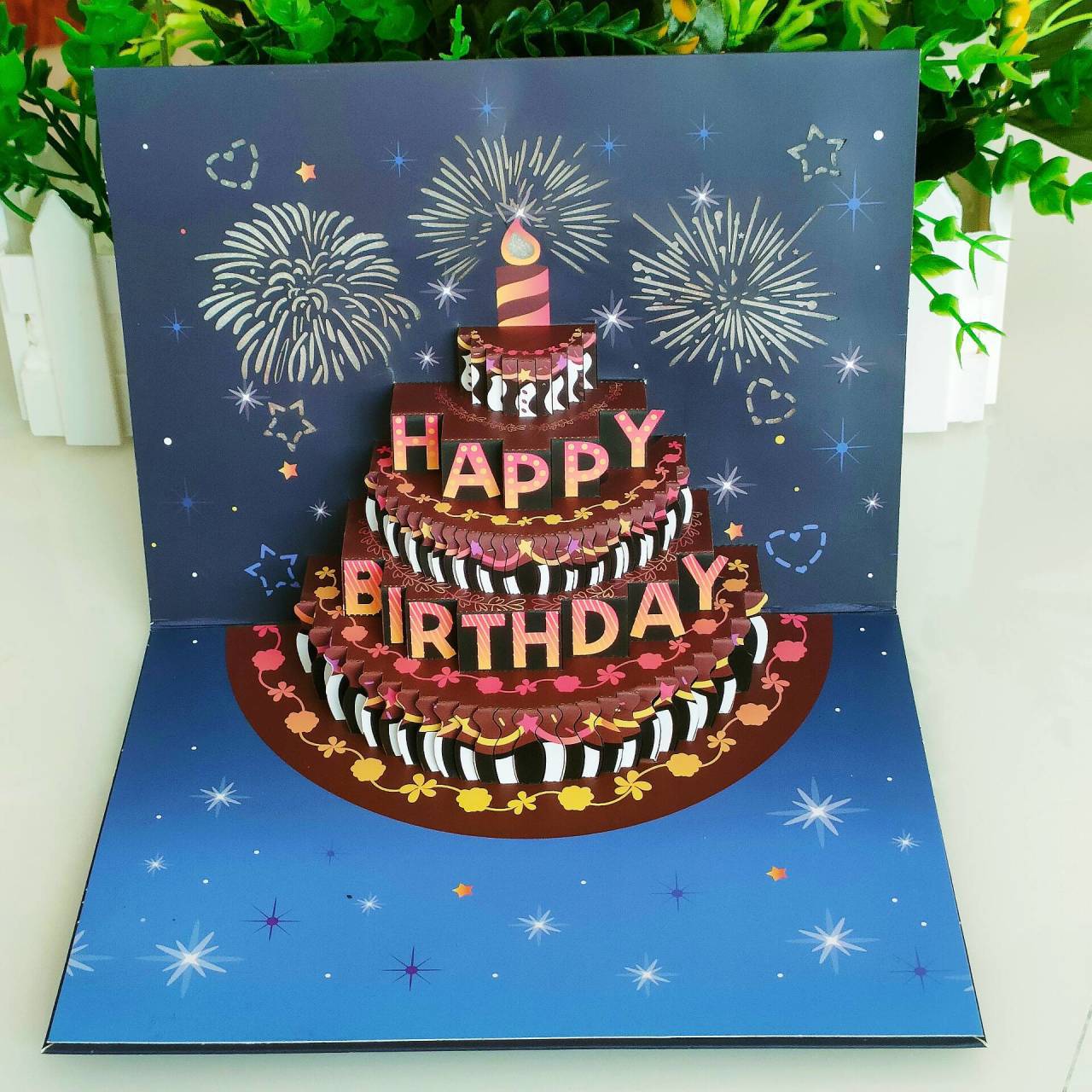 Bulk Birthday Cards Fireworks 3D Pop-Up Cake with Light and Music Happy Birthday Gifts for Women Men Mom Grandma kids Wholesale