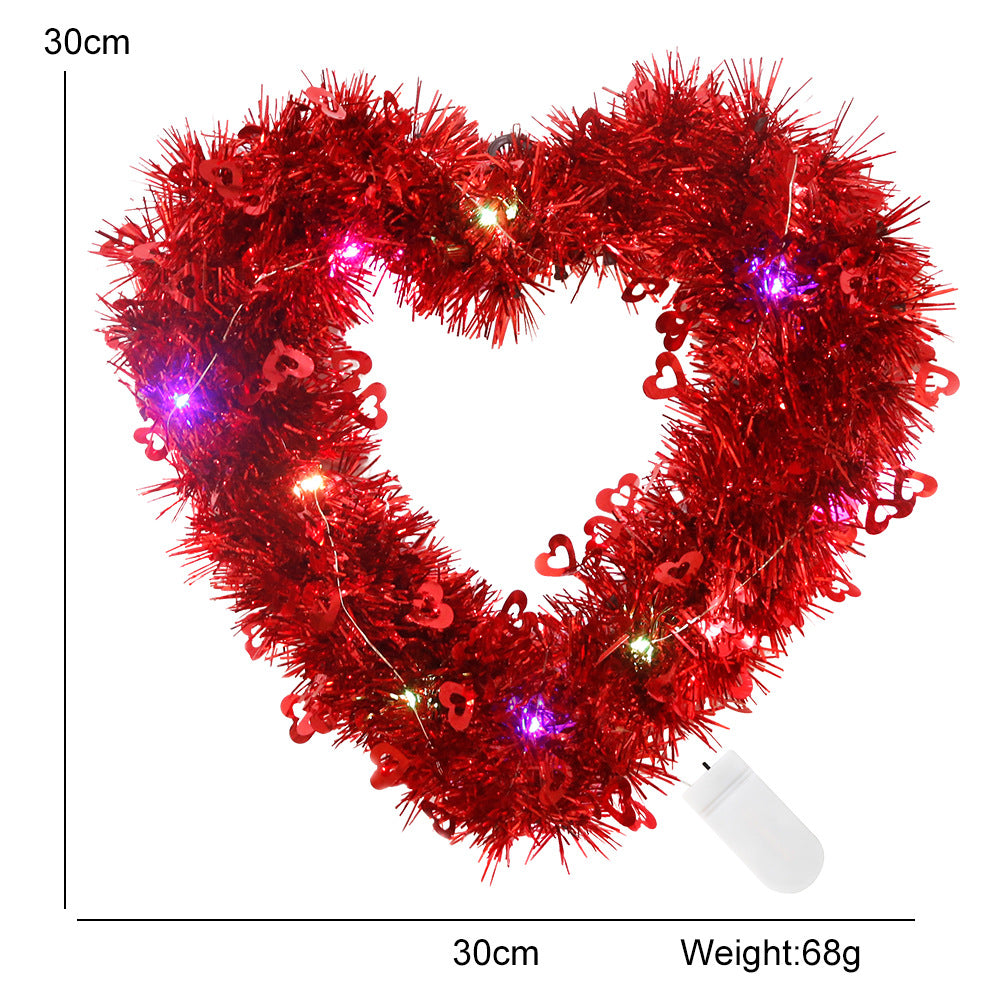 Bulk 12" Heart Shaped Valentine’s Day Wreath with LED Lights for Home Party Decor Wholesale