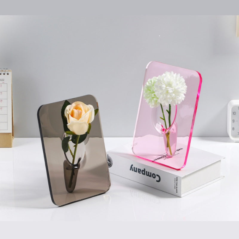 Bulk 5 Pcs 5.9X7.9 Inch Clear Rectangular Flower Vase Acrylic Frame Vase Wholesale