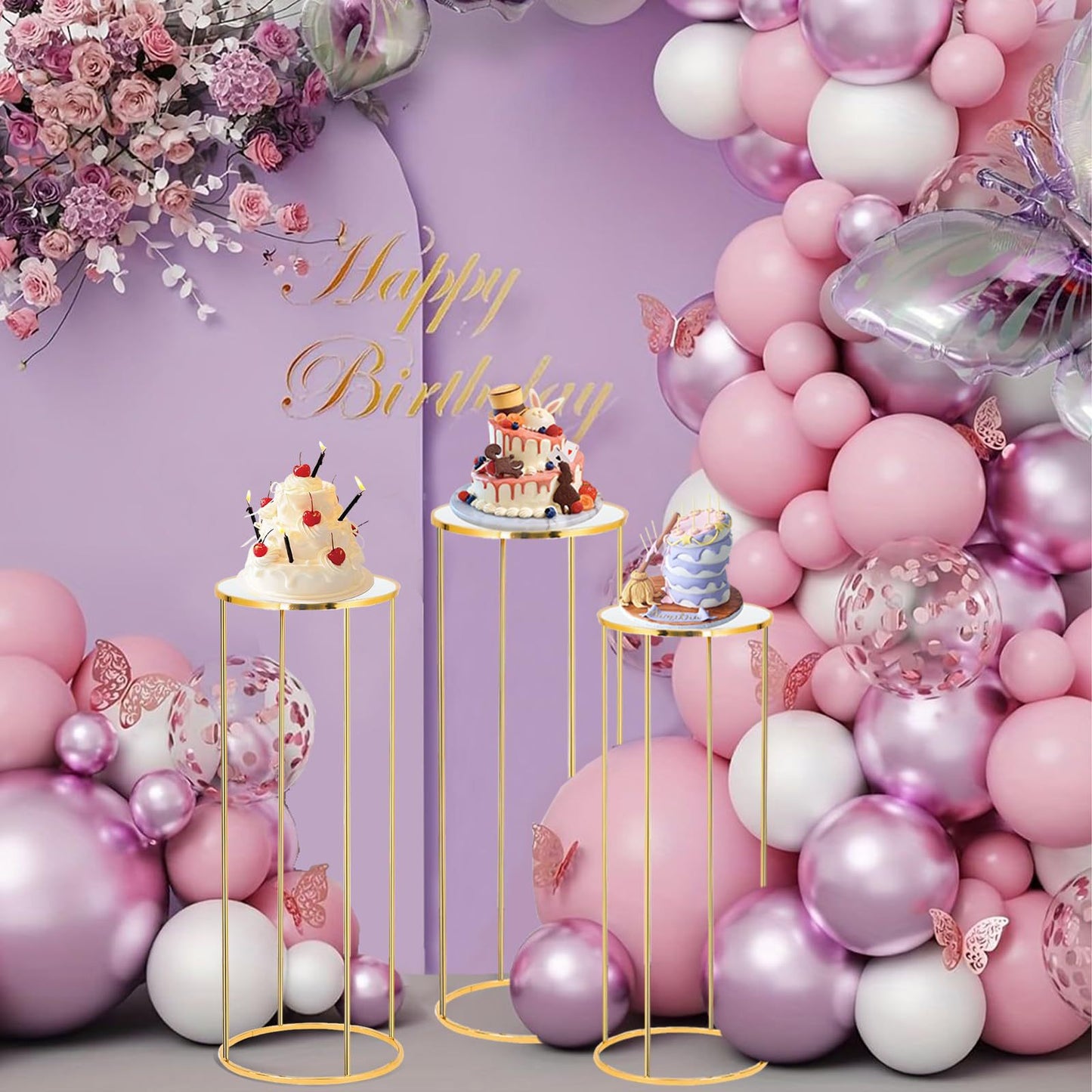 Bulk Gold Plated Iron Round Table Flower Stand for Weddings Vases and Birthday Party Backdrops Wholesale