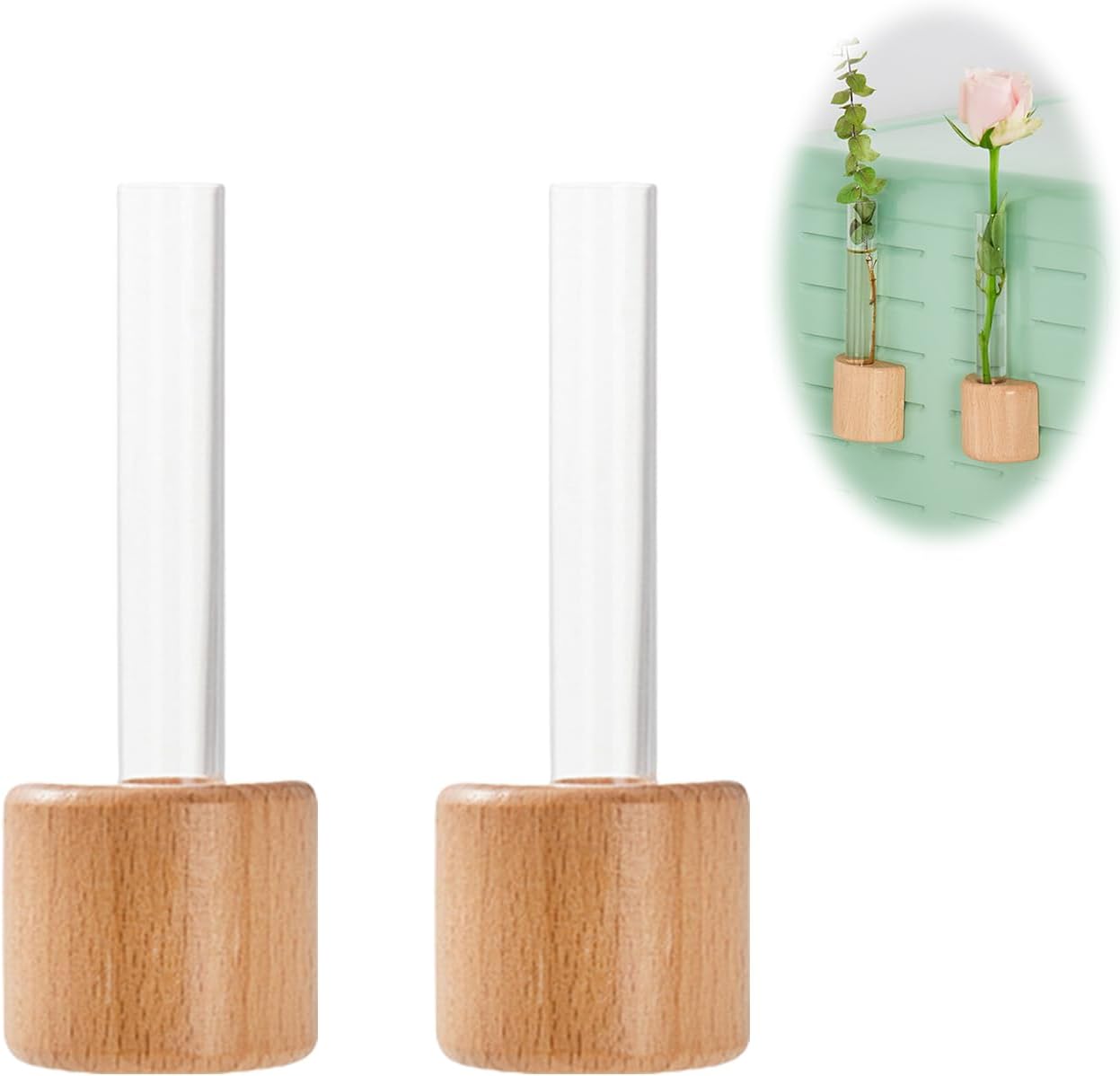 Premium Magnetic Plant Propagation Station 2-Pack Glass Test Tubes High-Quality Refrigerator Decor Indoor Gardening Clips