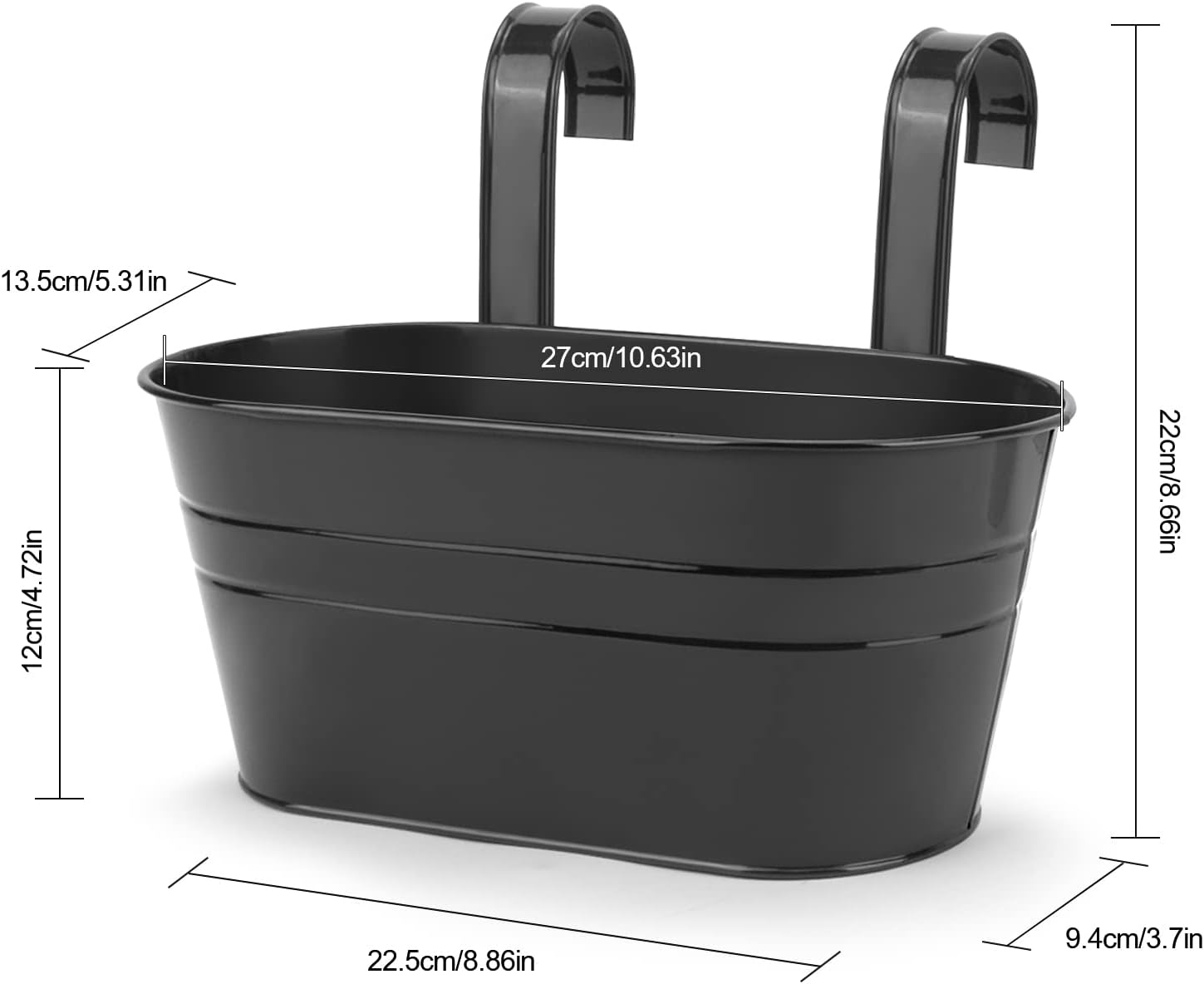 Premium Metal Wall Planters 4 Pack Large Hanging Flower Pots with Adjustable Hooks for Balcony Garden Patio Indoor Outdoor Decor