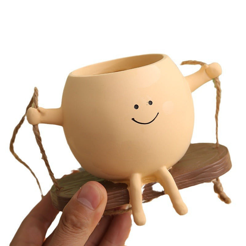 Bulk Hanging Planter with Smiley Face Cute Swinging Plant Pot for Indoor Outdoor Use Drainage Hole for Plants Home & Garden Decor Wholesale