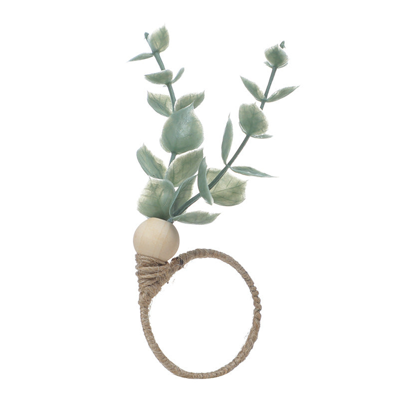 Bulk 2 Pcs Rustic Eucalyptus Napkin Rings Spring Summer Family Dinner Wedding Party Table Decoration Wholesale