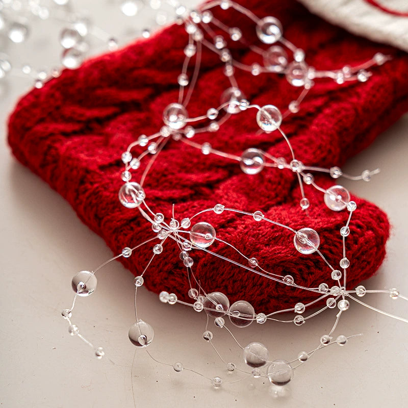 6.66-ft Sparkle Bead Garland – DIY Round Pearl Strand for Christmas Tree, Wreath & Gift Wrap