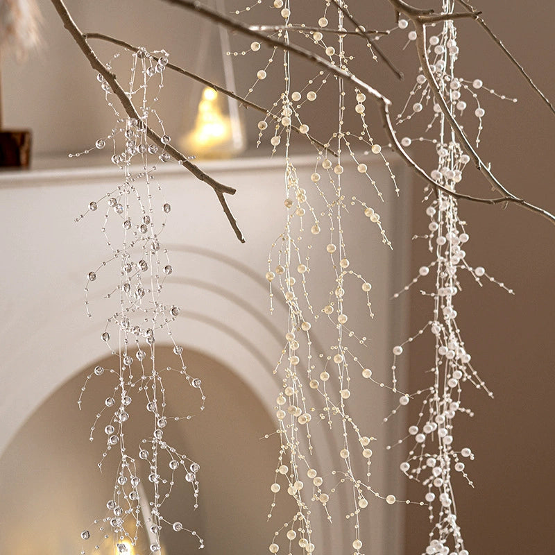 6.66-ft Sparkle Bead Garland – DIY Round Pearl Strand for Christmas Tree, Wreath & Gift Wrap