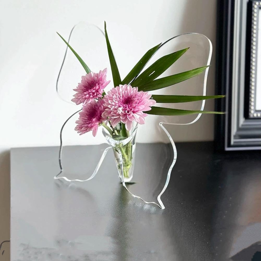 Premium UV Resistant Acrylic Butterfly Vase Crystal Clear Wedding Centerpiece Decor Base Table Settings & Home Floral Arrangements