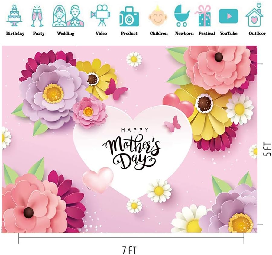 Bulk 7x5ft Mother's Day Banner Background Photography Backdrops for Mother's Day Party Decor and Decoration Wholesale