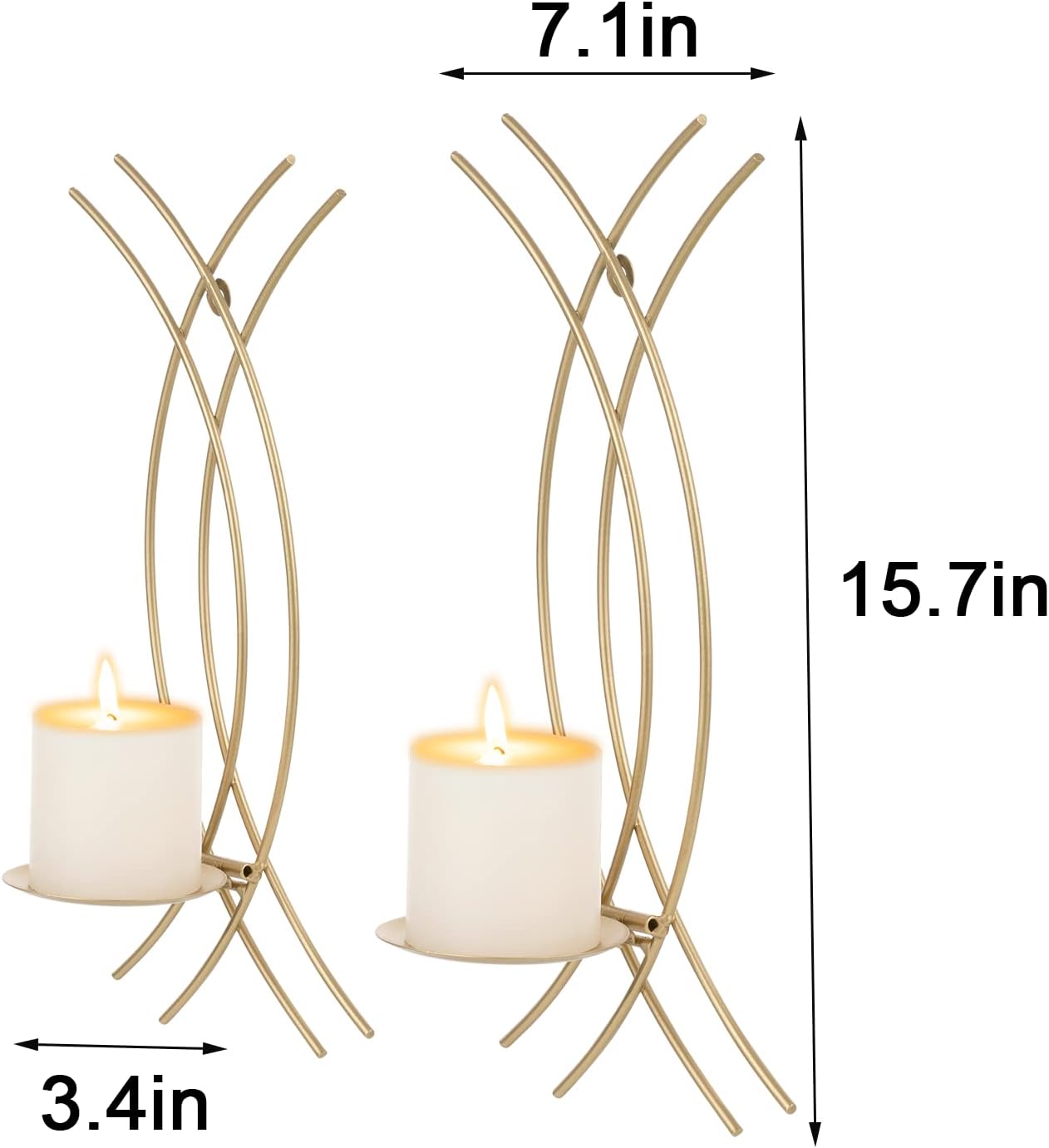 Bulk 2 Pcs Vintage Candle Sconce: Golden Metal Wall-mounted Home Decor Wholesale