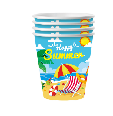 Bulk 100 Pcs 9oz Disposable Paper Cups Thickened Colorful Summer Party Cups Wholesale