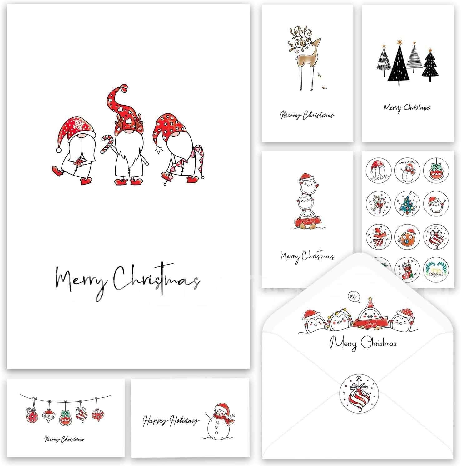 Bulk 6 Assorted Designs Merry Christmas Cards with Envelopes Perfect to Send Warm Holiday Wishes to Friends Family and kids Wholesale