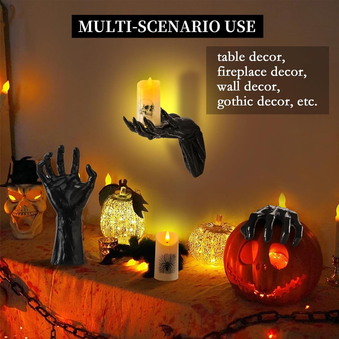 Bulk Halloween Decor Indoor Outdoor Gothic Wall Hangings 3 Creepy Hand Wall Lights with Remote Control for Spooky Halloween Decoration Wholesale