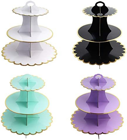 Bulk 4 Pcs 3 Tier Foldable Cake Stand Holds 24 Cupcakes Reusable Pastry Display Tray for Weddings Birthdays Special Events Wholesale