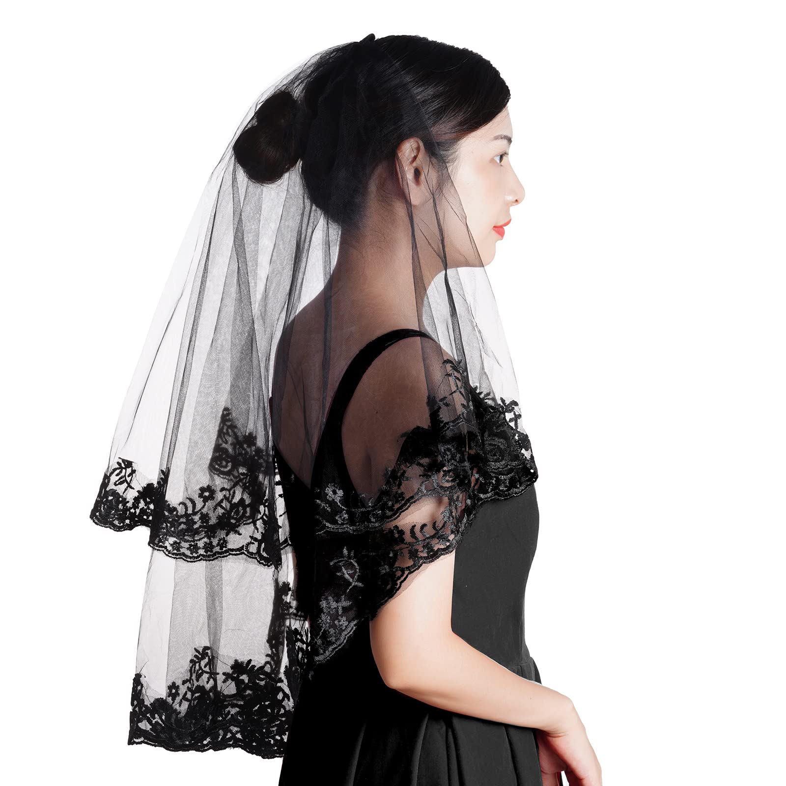 Bulk Black Veil Wedding Lace Veil Bridal Wedding Veils Halloween Veil for Women Brides Wedding Bridal Shower Wholesale