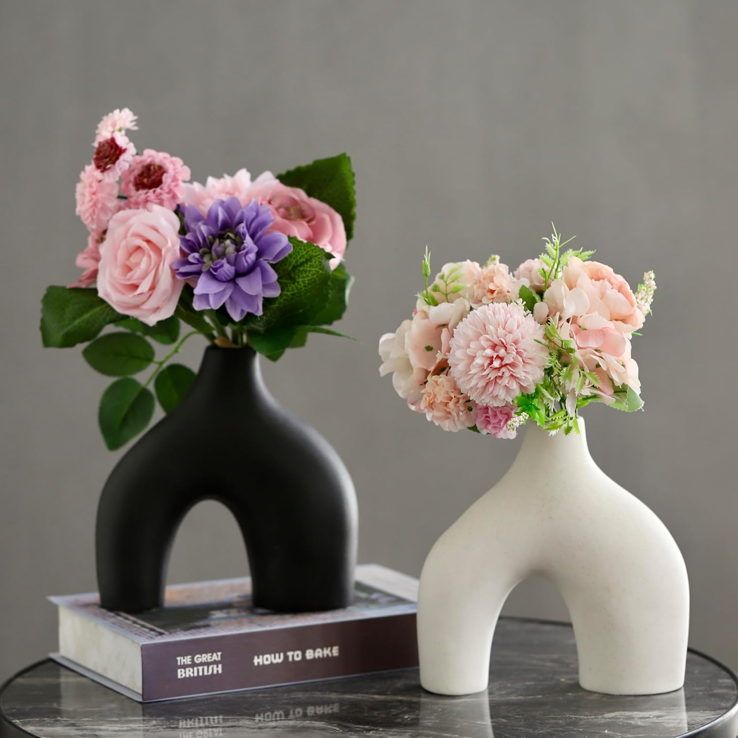 Bulk Nordic Donut Vase Handmade Ceramic Hollow Vases for Olive Branches & Table Centerpieces Minimalist Modern Home Decor for Wedding Shelf Office Console Entryway Sculptural Neutral Décor Wholesale