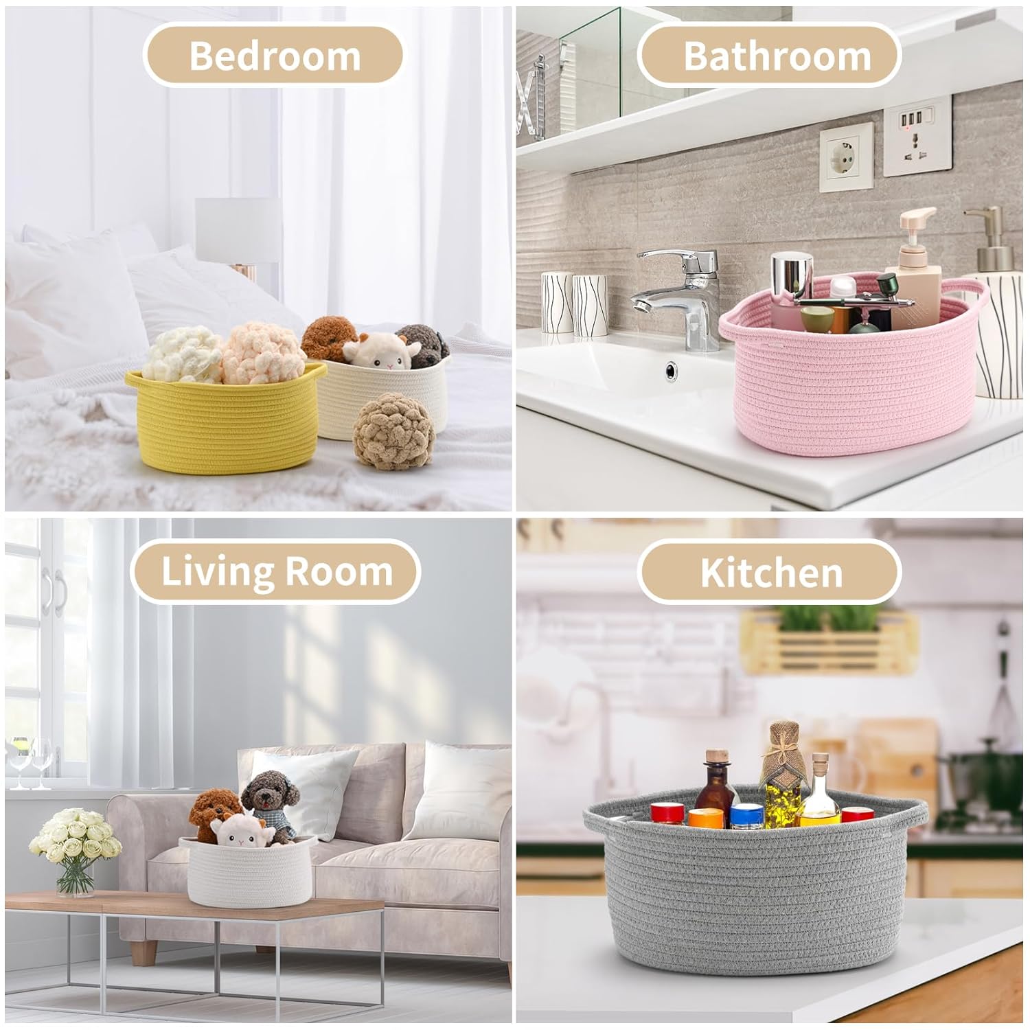 Premium Braided Cotton Gift Basket Baby Shower Essentials Organizer for Nursery Pet Toys & Boho Home Décor Storage