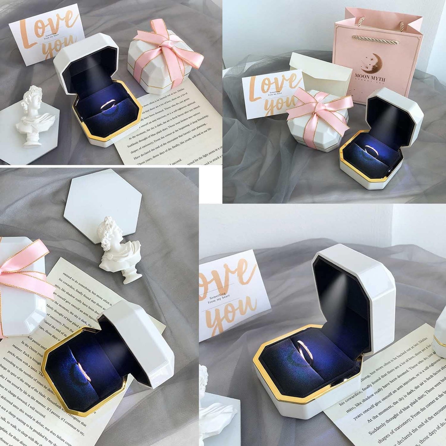 Bulk Ring Box With Light 2025 LED Illuminated Velvet Lined Jewelry Organizer for Bridal Shower & Proposal Accessories Wholesale