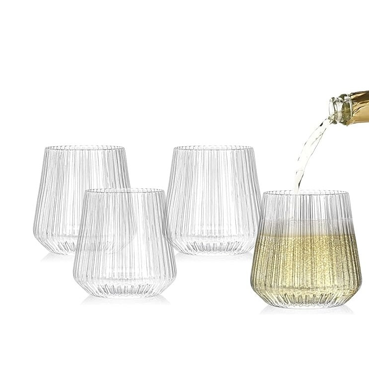 Bulk 40 Pcs Plastic Ribbed Wine Glasses 14 OZ Drinking Glasses Wholesale