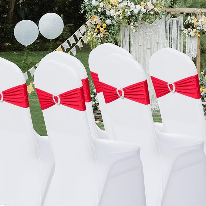 Bulk Pack of 50 Spandex Chair Ties with Buckle Slider Chair Sashes Wholesale